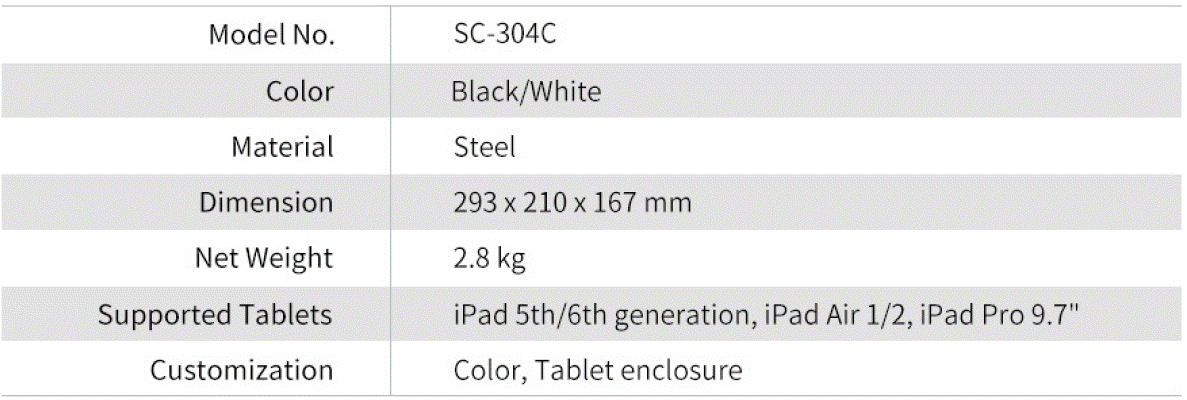 Kích thước Giá đỡ máy tính bảng để bàn SC-304C