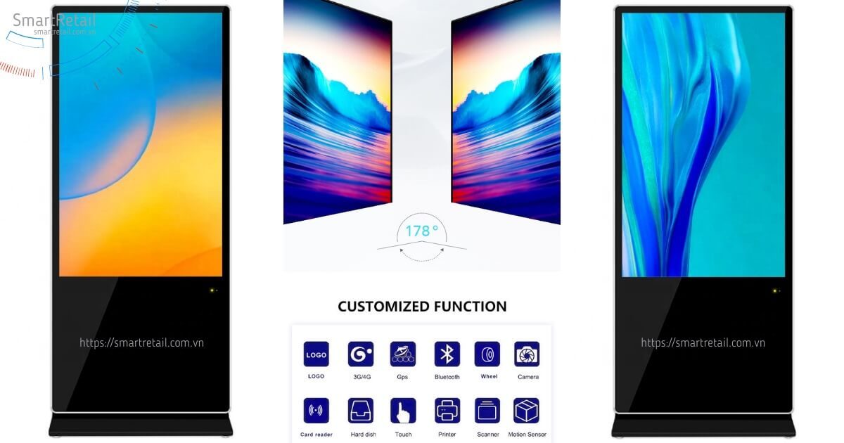 Cảm ứng chân đứng 55 inch | Màn hình cảm ứng LCD chân đứng 55 inch | Digital Standee Touchscreen - SmartRetail Màn hình quảng cáo cảm ứng chân đứng | Màn hình LCD cảm ứng chân đứng | Digital Standee Touchscreen - SmartRetail