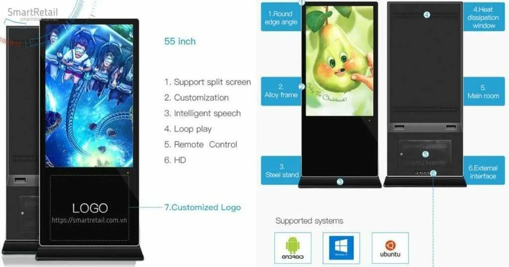 Màn hình quảng cáo cảm ứng chân đứng | Màn hình LCD cảm ứng chân đứng | Digital Standee Touchscreen - SmartRetail