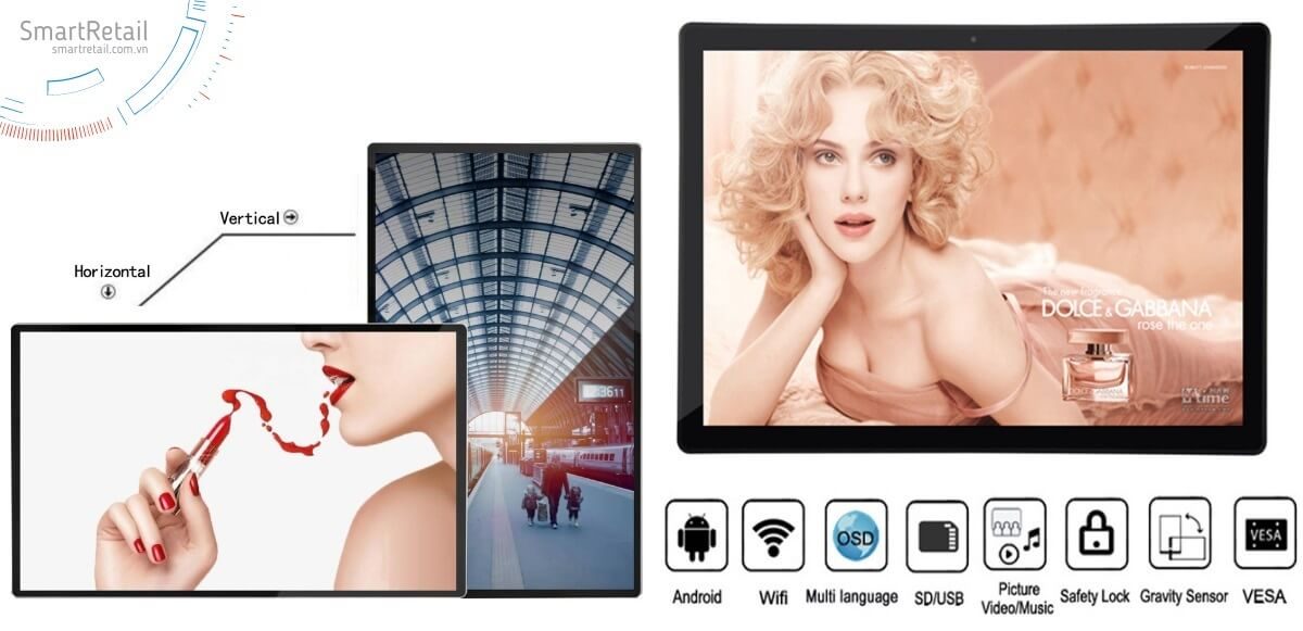 Màn hình quảng cáo cảm ứng treo tường 32 inches | Màn hình quảng cáo treo tường 32 inches | Màn hình cảm ứng treo tường 32 inches - SmartRetail Màn hình quảng cáo cảm ứng treo tường | Màn hình quảng cáo treo tường | Màn hình cảm ứng treo tường - SmartRetail
