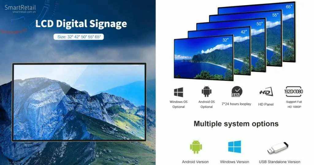 Màn hình quảng cáo treo tường | Màn hình Digital Signage treo tường | Màn hình LCD treo tường - SmartRetail
