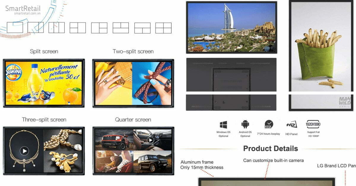 Màn hình quảng cáo treo tường | Màn hình Digital Signage treo tường | Màn hình LCD treo tường - SmartRetail