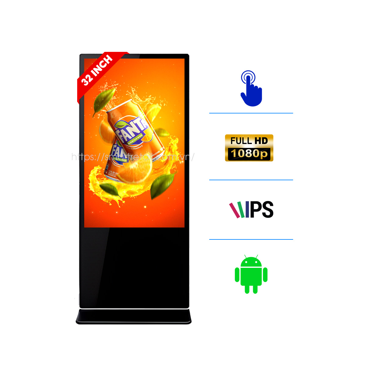 Màn hình quảng cáo chân đứng cảm ứng 32 inch | SmartRetail