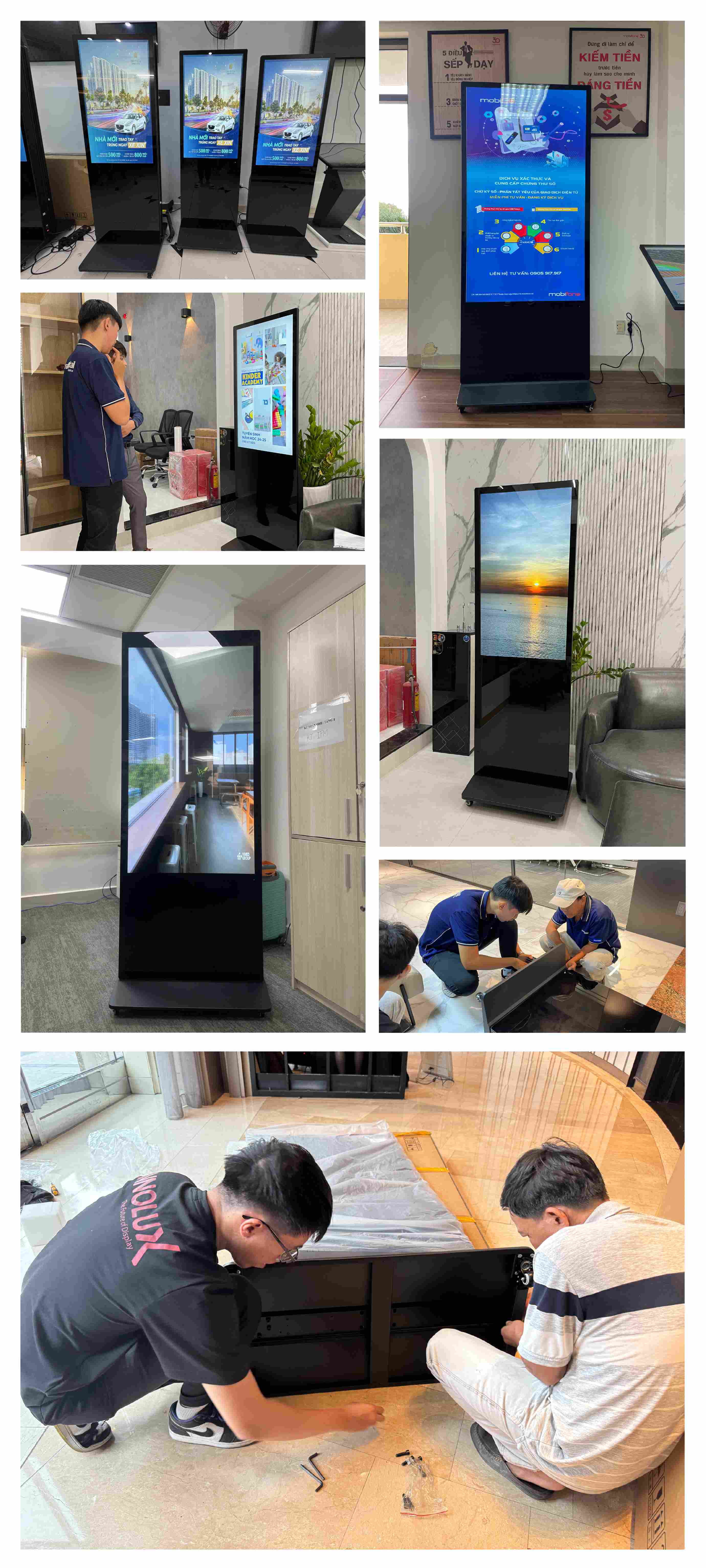 ứng dụng thực tế màn hình quảng cáo chân đứng 32 inch ứng dụng thực tế màn hình quảng cáo chân đứng 32 inch