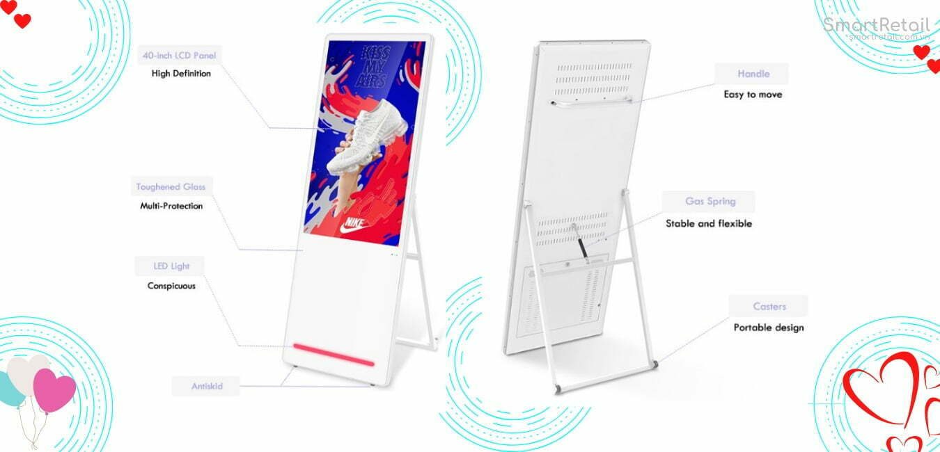 Màn hình quảng cáo Poster 50 inch - Màn hình LCD quảng cáo chân đứng Poster - Digital Signage Màn hình LCD chạy quảng cáo chân đứng Poster - SmartRetail