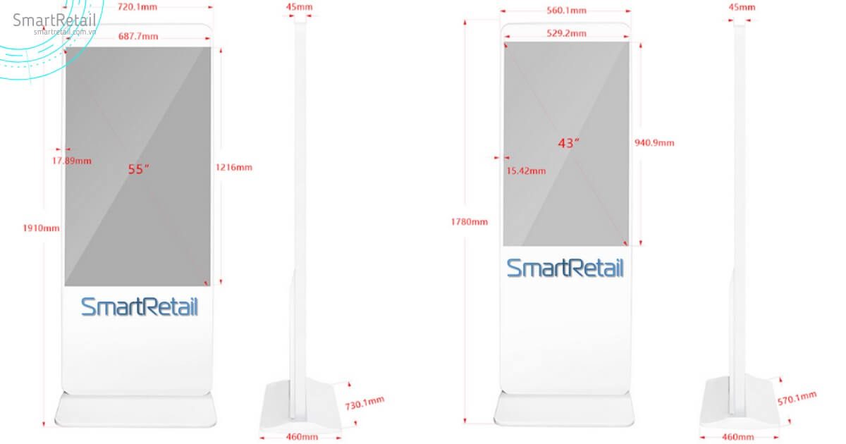 Màn hình LCD chân đứng 55 inch | Màn hình LCD Digital Standee 55 inch - SmartRetail Màn hình quảng cáo chân đứng | Digital Standee | Standee điện tử - SmartRetail