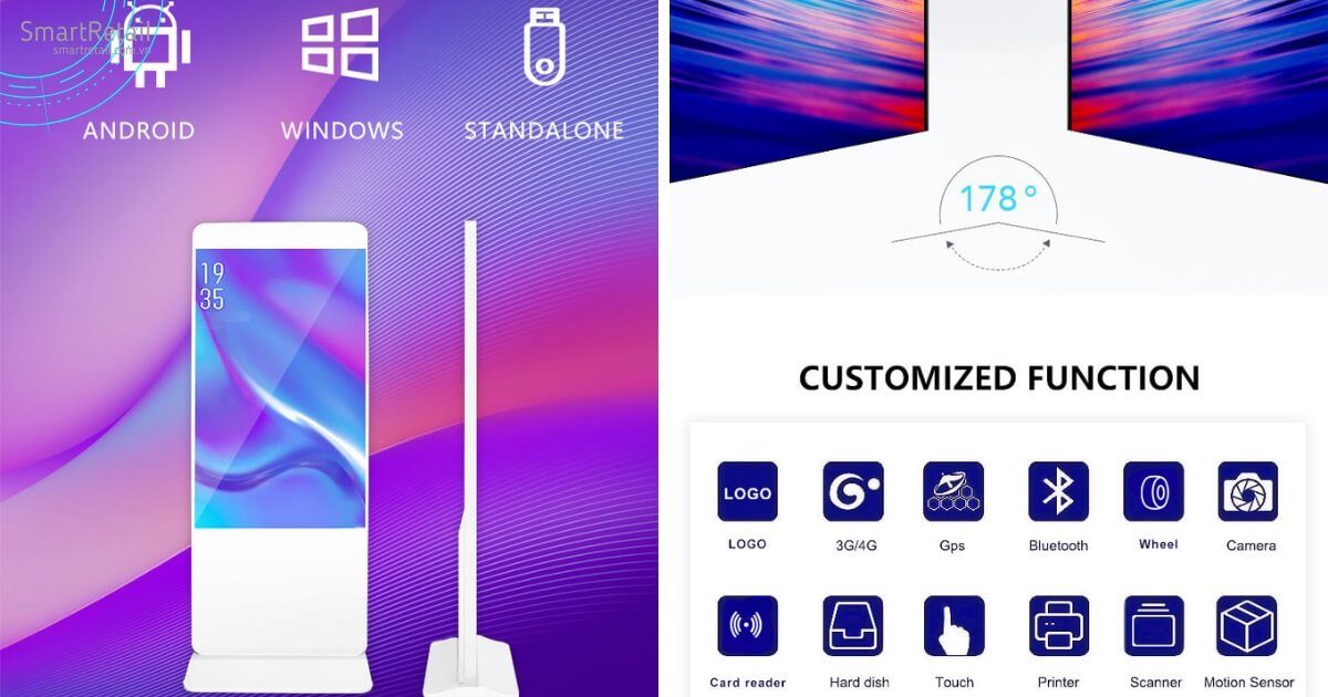 Màn hình LCD chân đứng 55 inch | Màn hình LCD Digital Standee 55 inch - SmartRetail Màn hình quảng cáo chân đứng | Digital Standee | Standee điện tử - SmartRetail