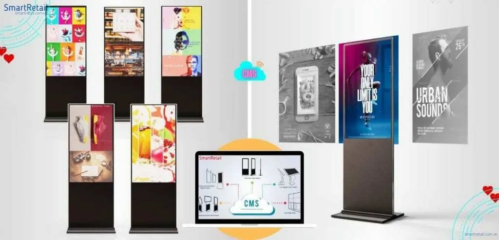 Màn hình quảng cáo chân đứng | Màn hình Standee điện tử | Màn hình LCD quảng cáo đứng - SmartRetail