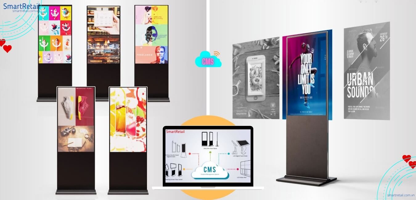 Màn hình LCD chân đứng 32 inch | Màn hình quảng cáo chân đứng 32 inch | LCD Digital Standee - SmartRetail Màn hình quảng cáo chân đứng | Màn hình Standee điện tử | Màn hình LCD quảng cáo đứng - SmartRetail