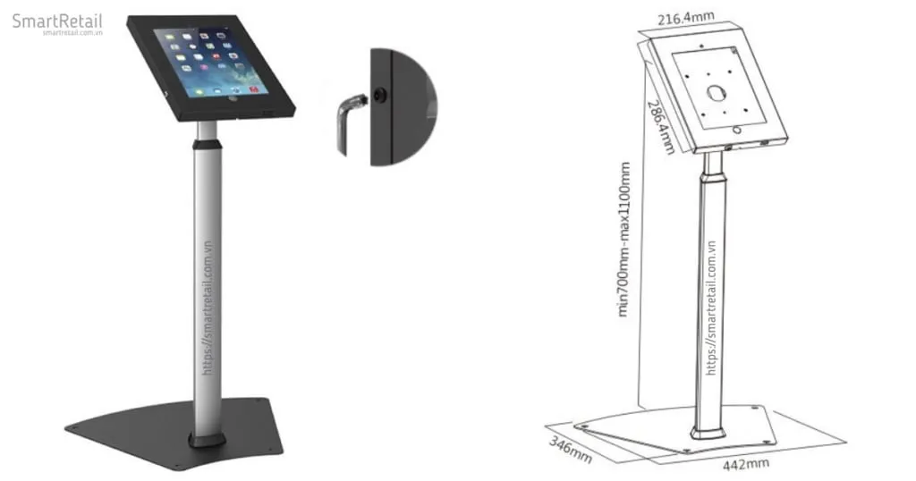 Giá đỡ Tablet chân đứng - Giá đỡ máy tính bảng chân đứng tăng giảm chiều cao - SmartRetail
