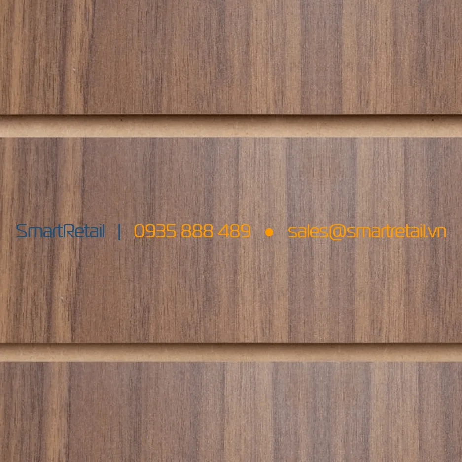 Tấm gỗ Slatwall màu Walnut - SmartRetail - 0935888489