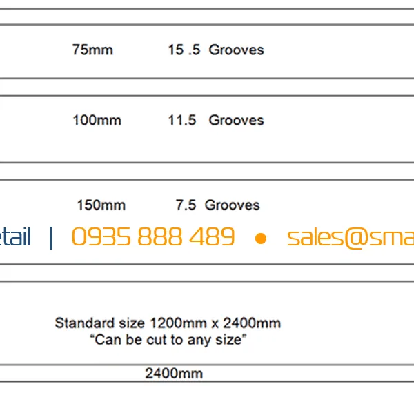 Kích thước Tấm gỗ Slatwall MDF - SmartRerail - 0935888489