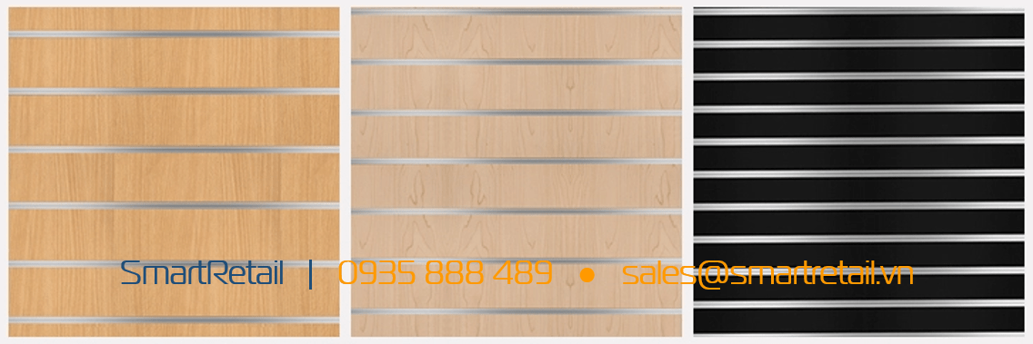 Rãnh gỗ slatwall MDF - Vật dụng thi công shop - SmartRetail - 0935888489