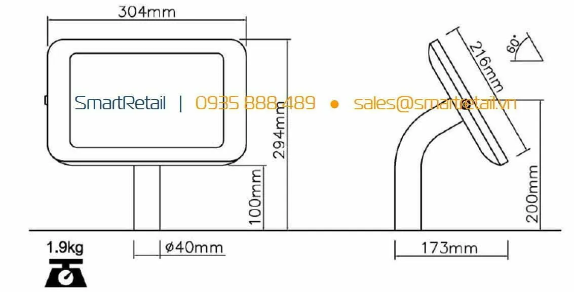 Giá đỡ Tablet để bàn cố định | Giá đỡ máy tính bảng (Tablet) để bàn/ Giá đỡ iPad/ Samsung/ Lenovo - SmartRetail