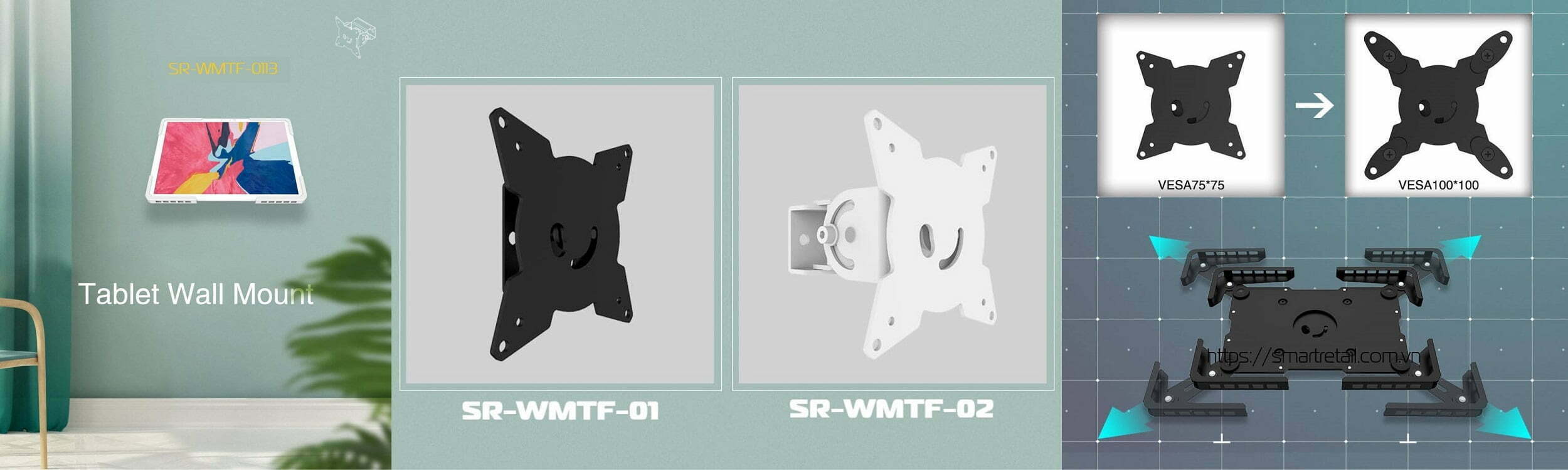 Giá đỡ máy tính bảng treo tường đa năng SR-WMTF-0213 5 Thiết kế giá đỡ máy tính bảng treo tường 2021 - SmartRetail
