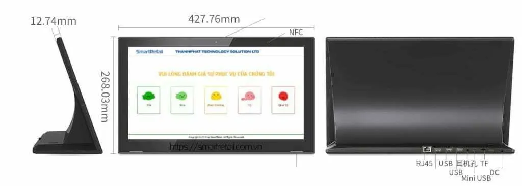 Phần mềm Touch Survey | Tablet Survey để bàn 17.3 Inch: Hệ thống thu thập phản hồi và đo lường sự hài lòng Khách hàng - SmartRetail