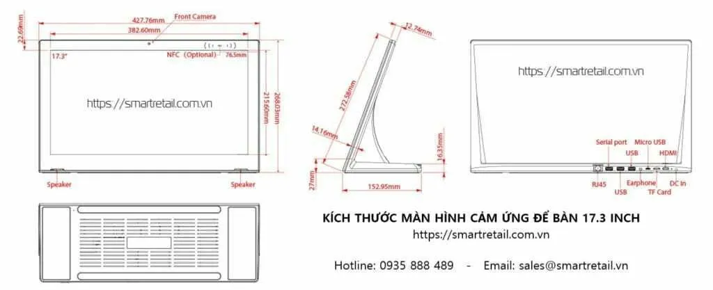 Phần mềm Touch Survey | Tablet Survey để bàn 17.3 Inch: Hệ thống thu thập phản hồi và đo lường sự hài lòng Khách hàng - SmartRetail