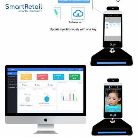 Máy đo thân nhiệt nhận diện khuôn mặt, kiểm tra khẩu trang và quét QR Code khai báo Y tế - SmartRetail