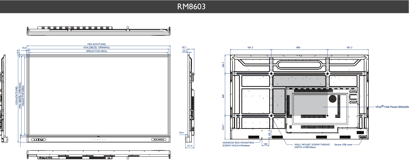 Màn hình BenQ RM8603/ Màn hình tương tác thông minh BenQ 86 Inch - SmartRetail