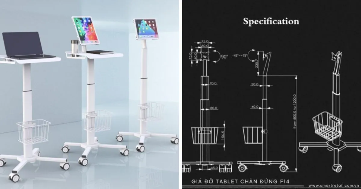 Giá đỡ chân đứng F14 | Giá đỡ Tablet chân đứng F14 thiết kế đa năng chuẩn công nghiệp - SmartRetail