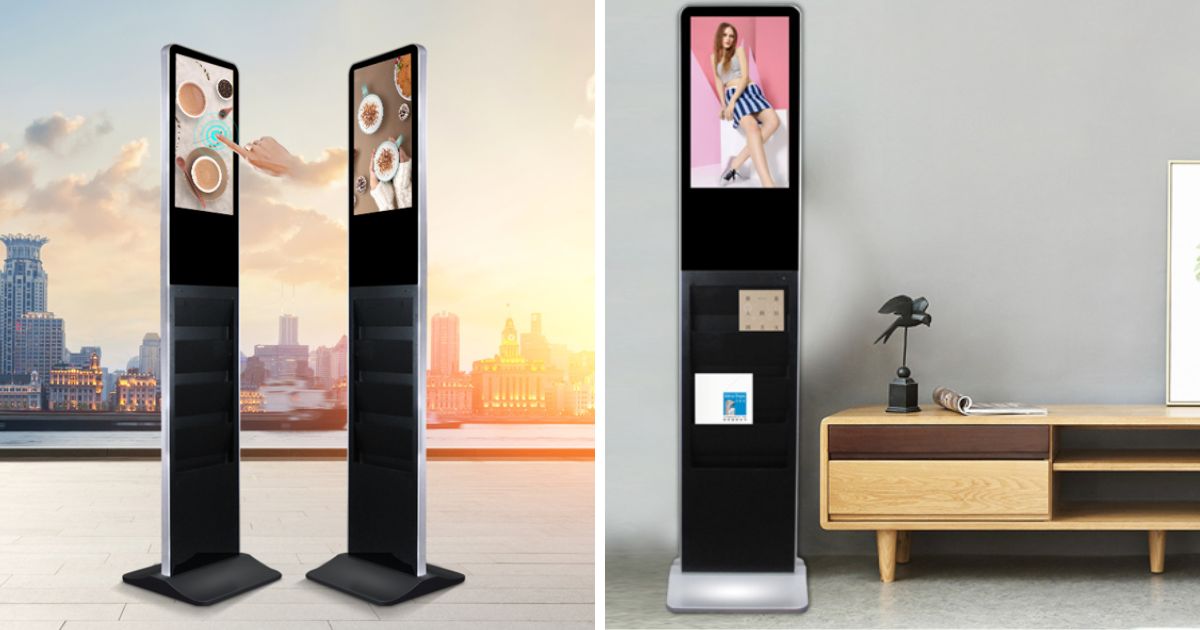 Màn hình quảng cáo cảm ứng chân đứng 22 Inch/ Màn hình chân đứng với hộc đựng Brochure - SmartRetail Màn hình quảng cáo cảm ứng chân đứng 22 Inch - SmartRetail