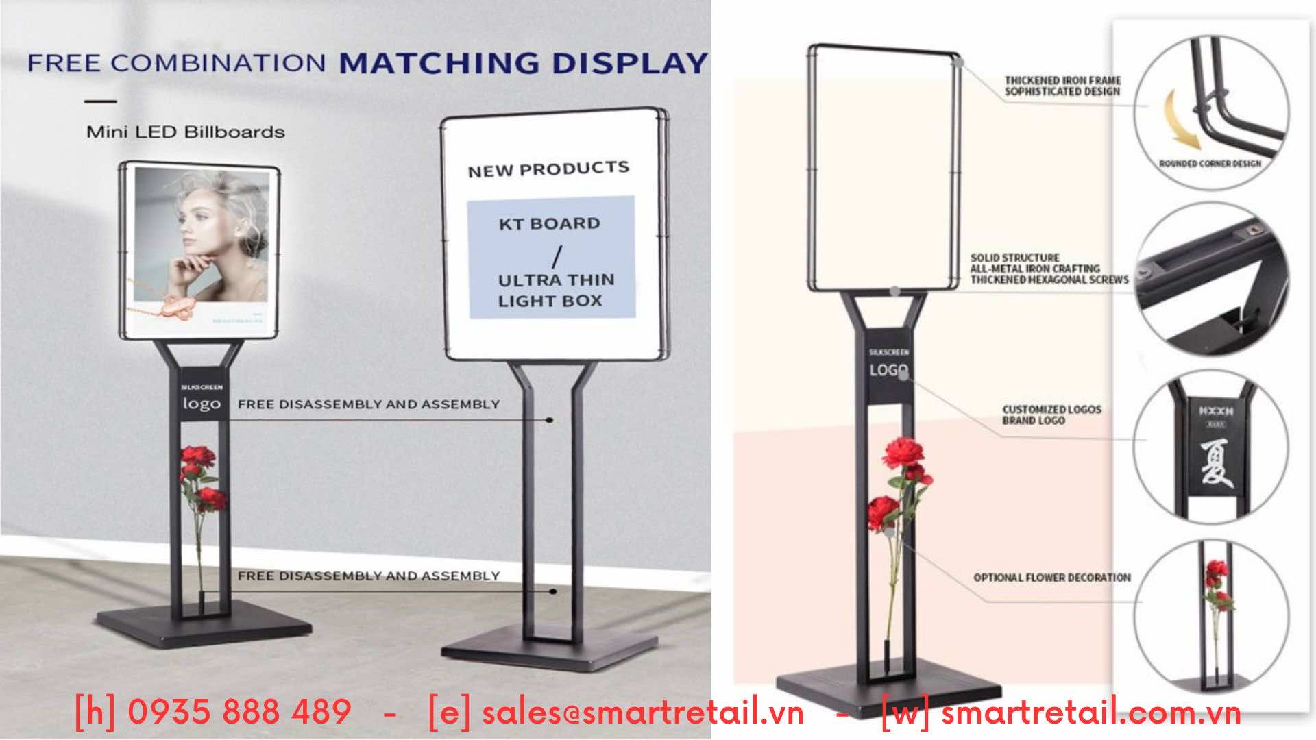 Hộp đèn quảng cáo chân đứng A2/ A3 | Hộp đèn LED siêu mỏng kích thước A2/ A3 chân đứng - SmartRetail