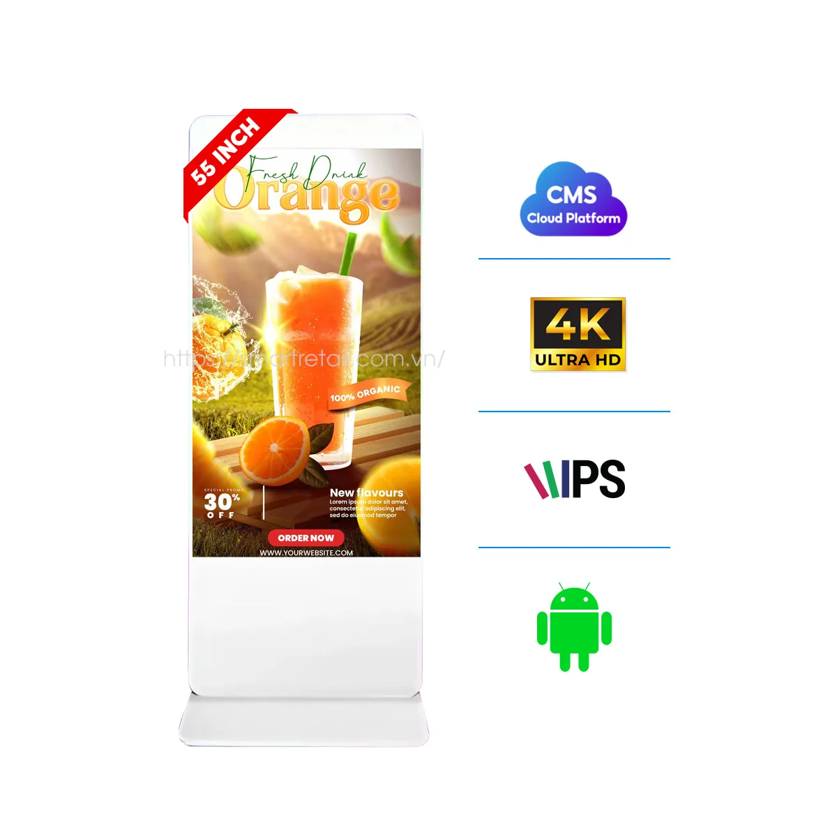 Màn hình quảng cáo LCD chân đứng 55 inch