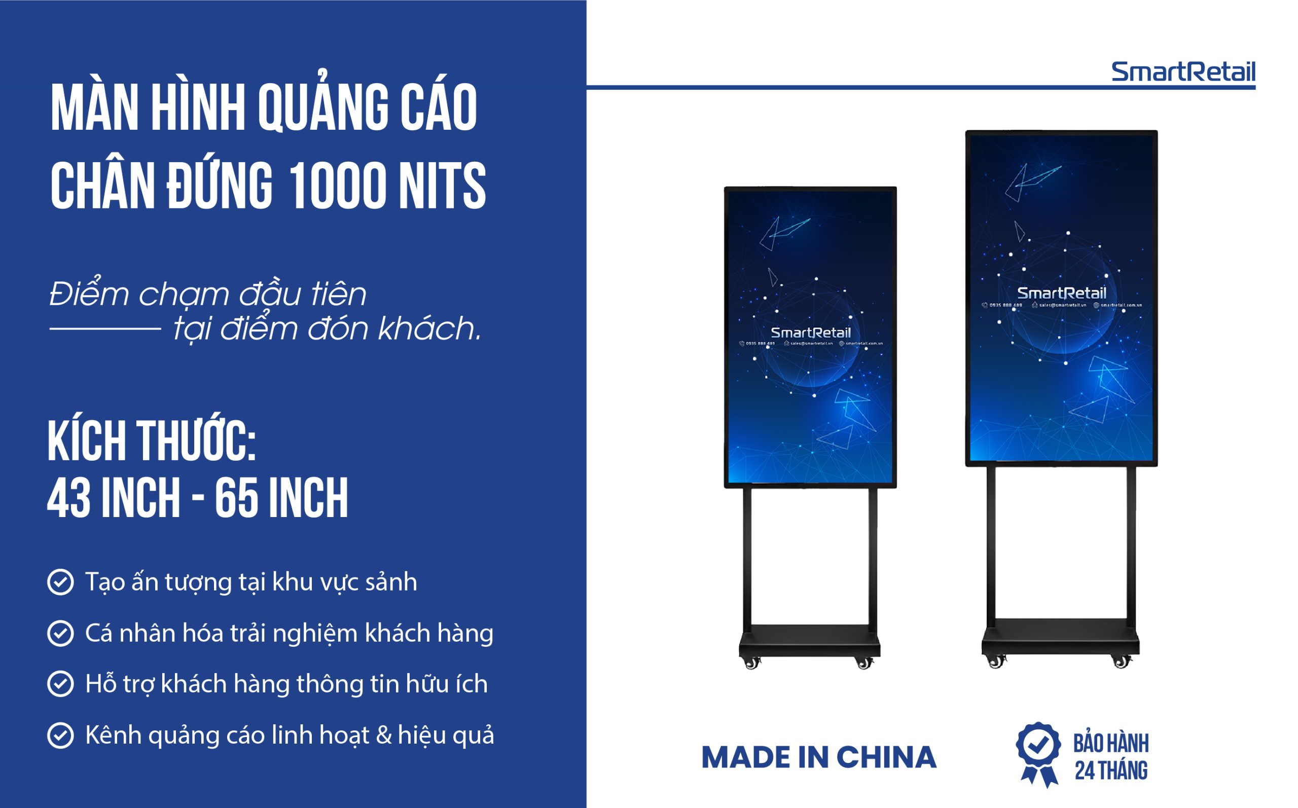 Man Hinh Quang Cao | Man Hinh Chan Dung 1000 Nits | Smartretail