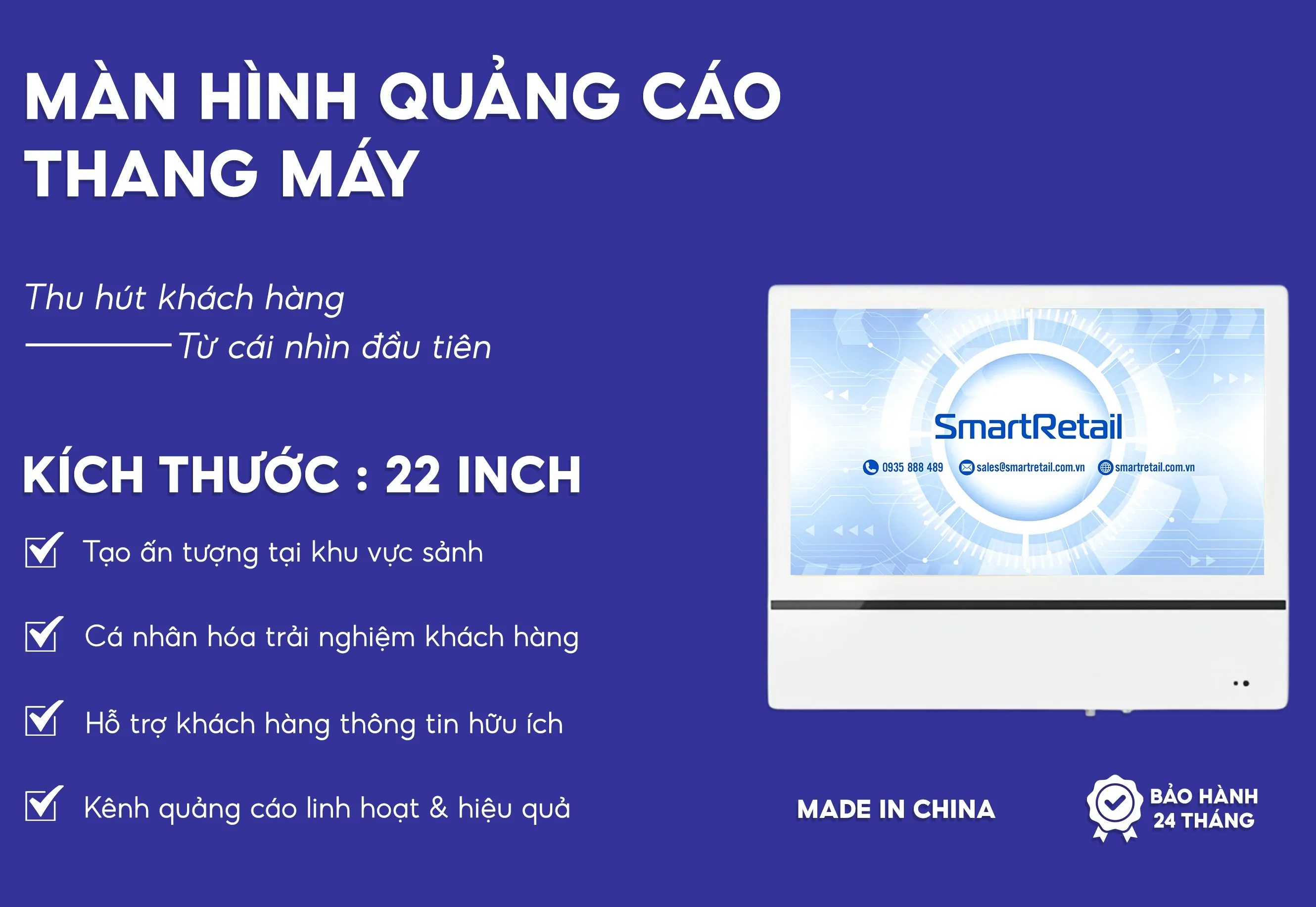 Man Hinh Quang Cao | Man Hinh Quang Cao Thang May | Man Hinh Elevator Ngang Smartretail