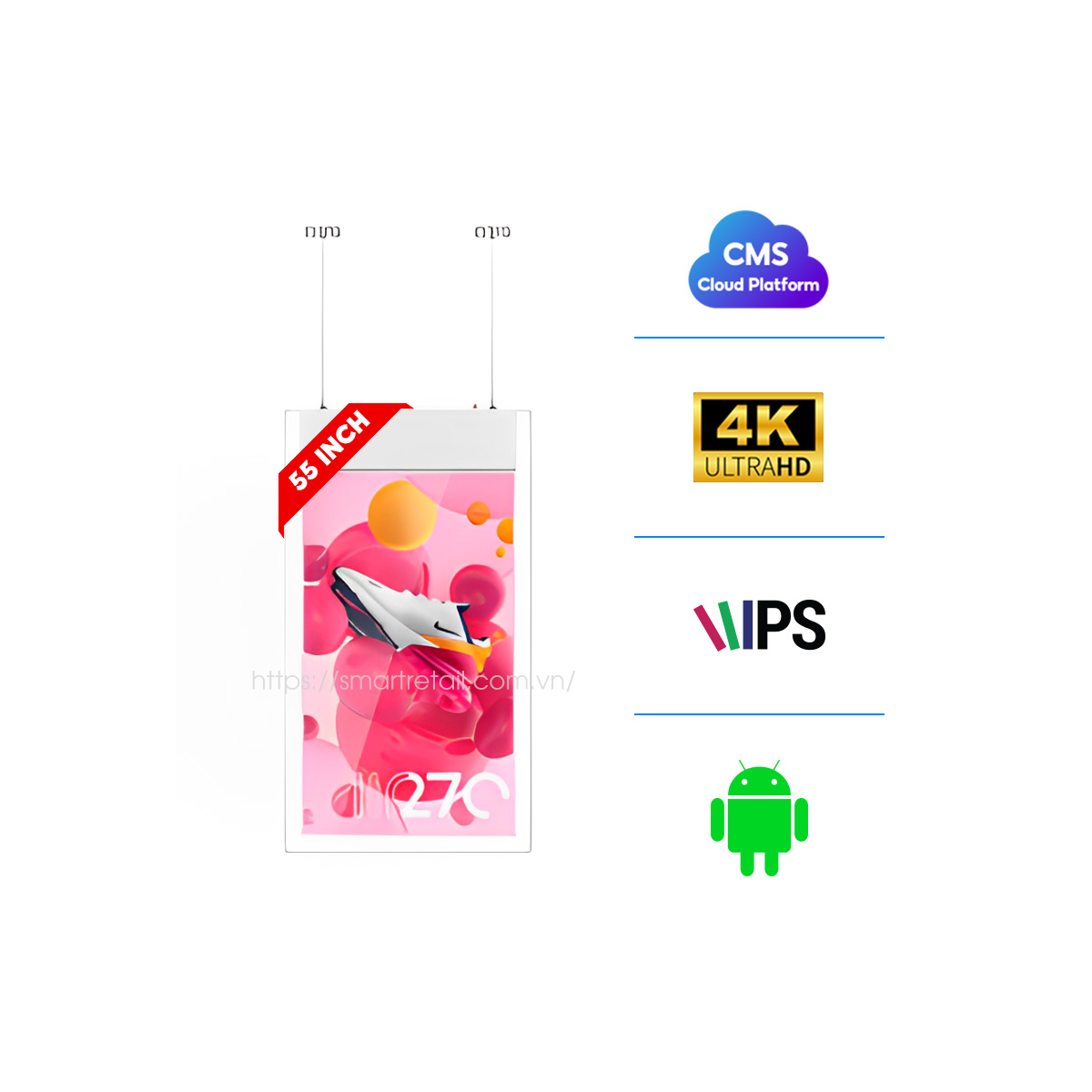 Màn hình quảng cáo treo tường 2 mặt 55 inch