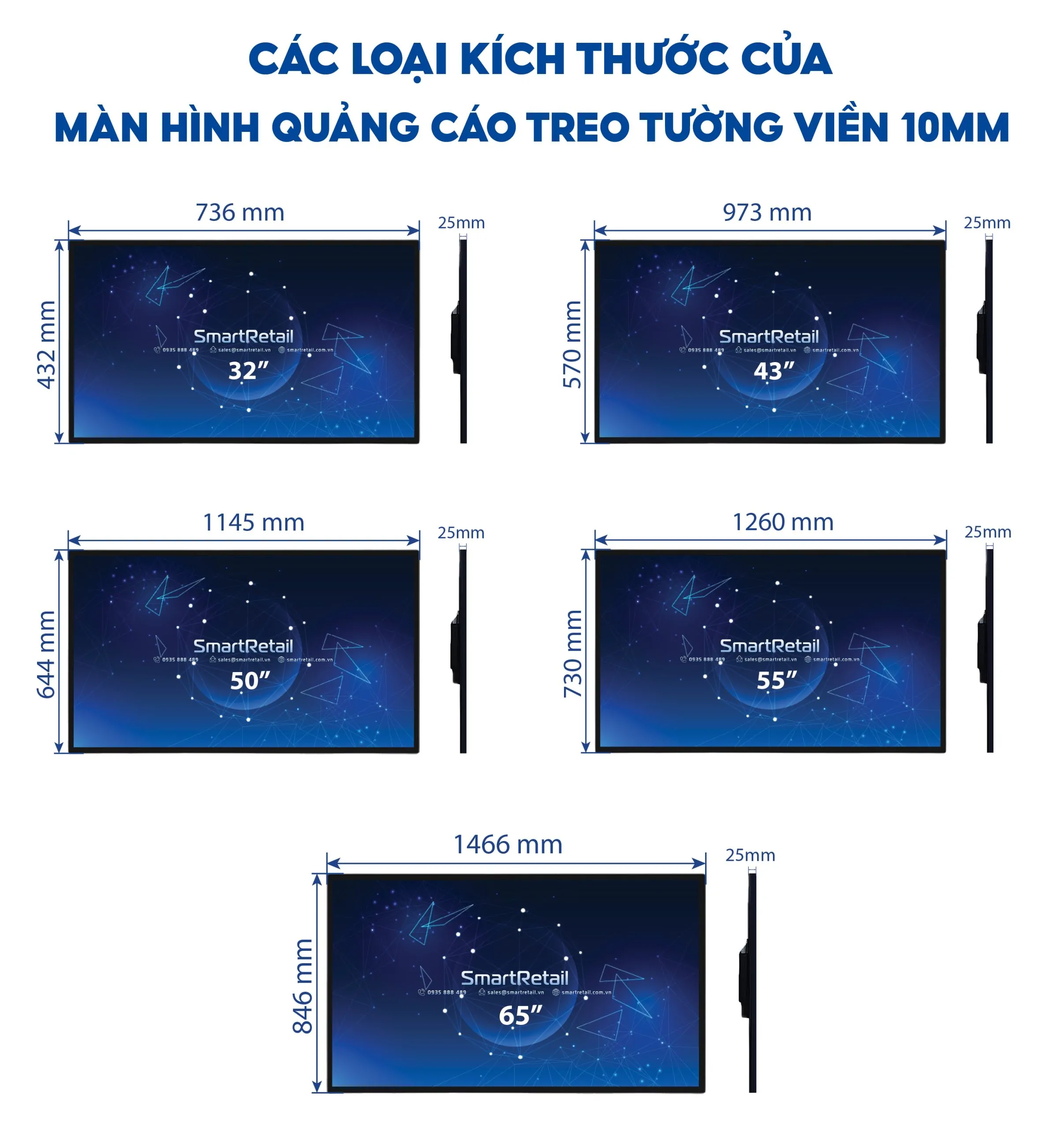 Man Hinh Quang Cao| Man Hinh Quang Cao Treo Tuong Vien 10mm Smartretail