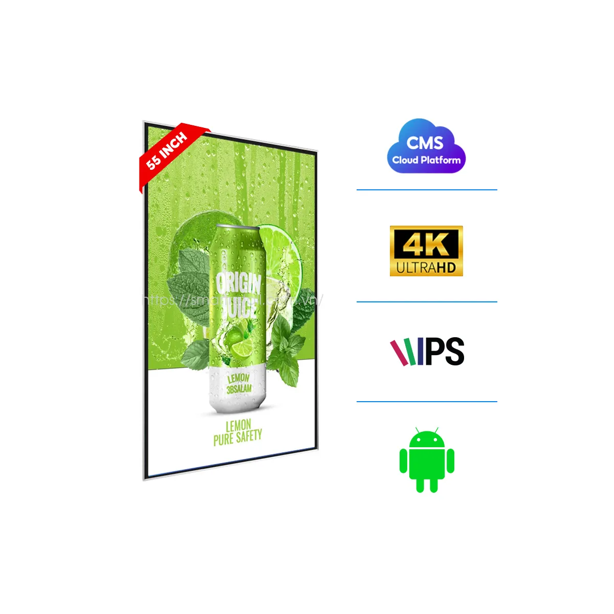 Màn hình quảng cáo treo tường viền mỏng 10mm 55 inch