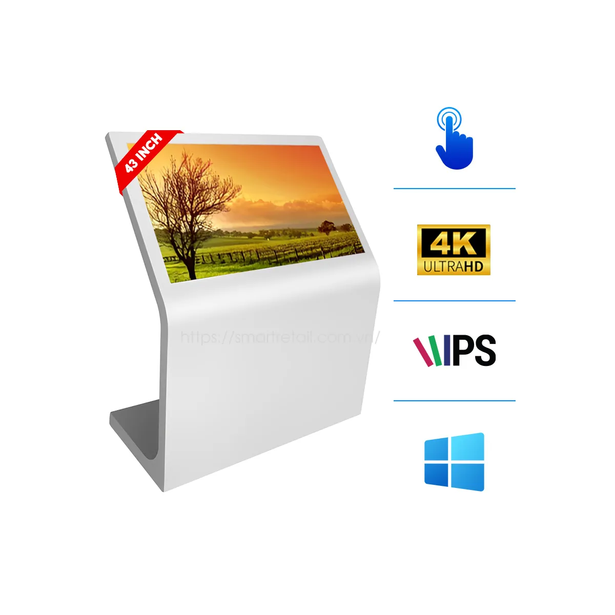 Màn hình cảm ứng chân quỳ nguyên khối 43 inch hệ điều hành Windows | SmartRetail