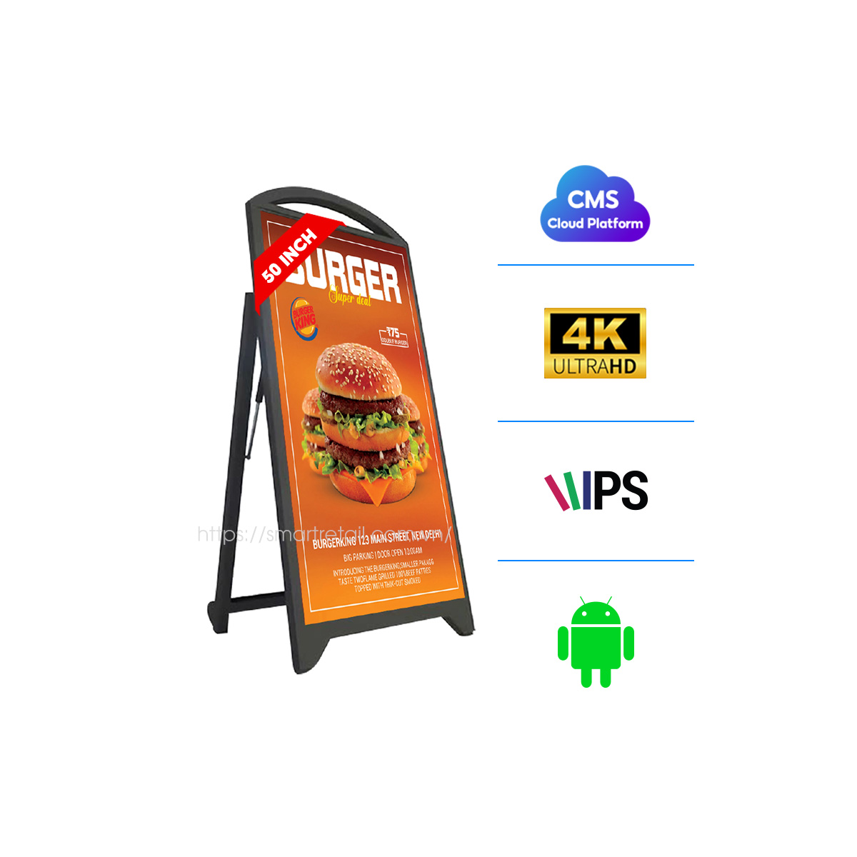 Màn hình quảng cáo chân đứng chữ a 50 inch | SmartRetail