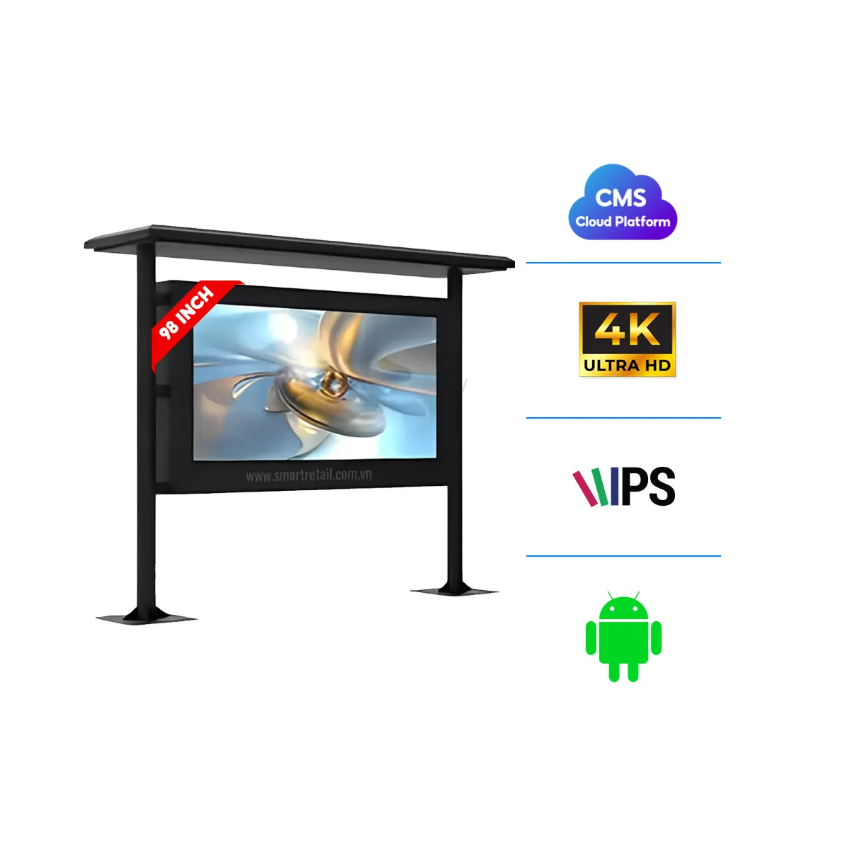 Màn hình quảng cáo trạm xe buýt 98 inch | SmartRetail
