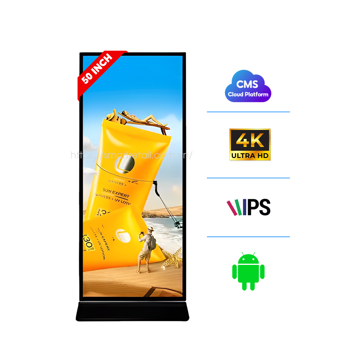 Màn hình chân đứng Full Screen 50 inch | SmartRetail
