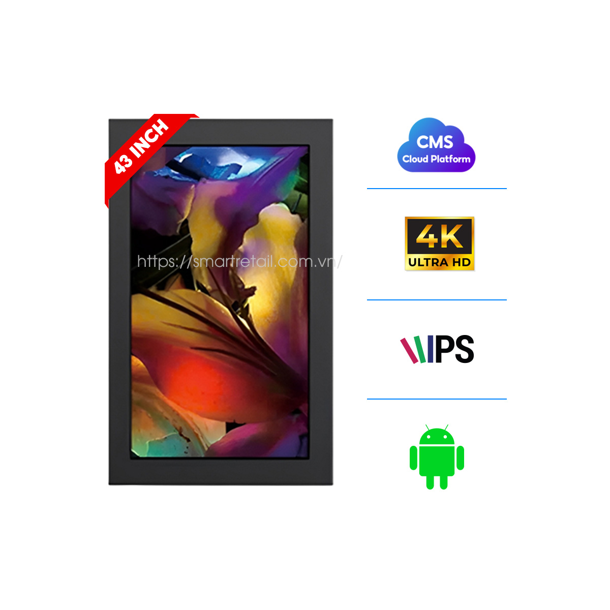 Màn hình quảng cáo treo tường ngoài trời 43 inch | SmartRetail