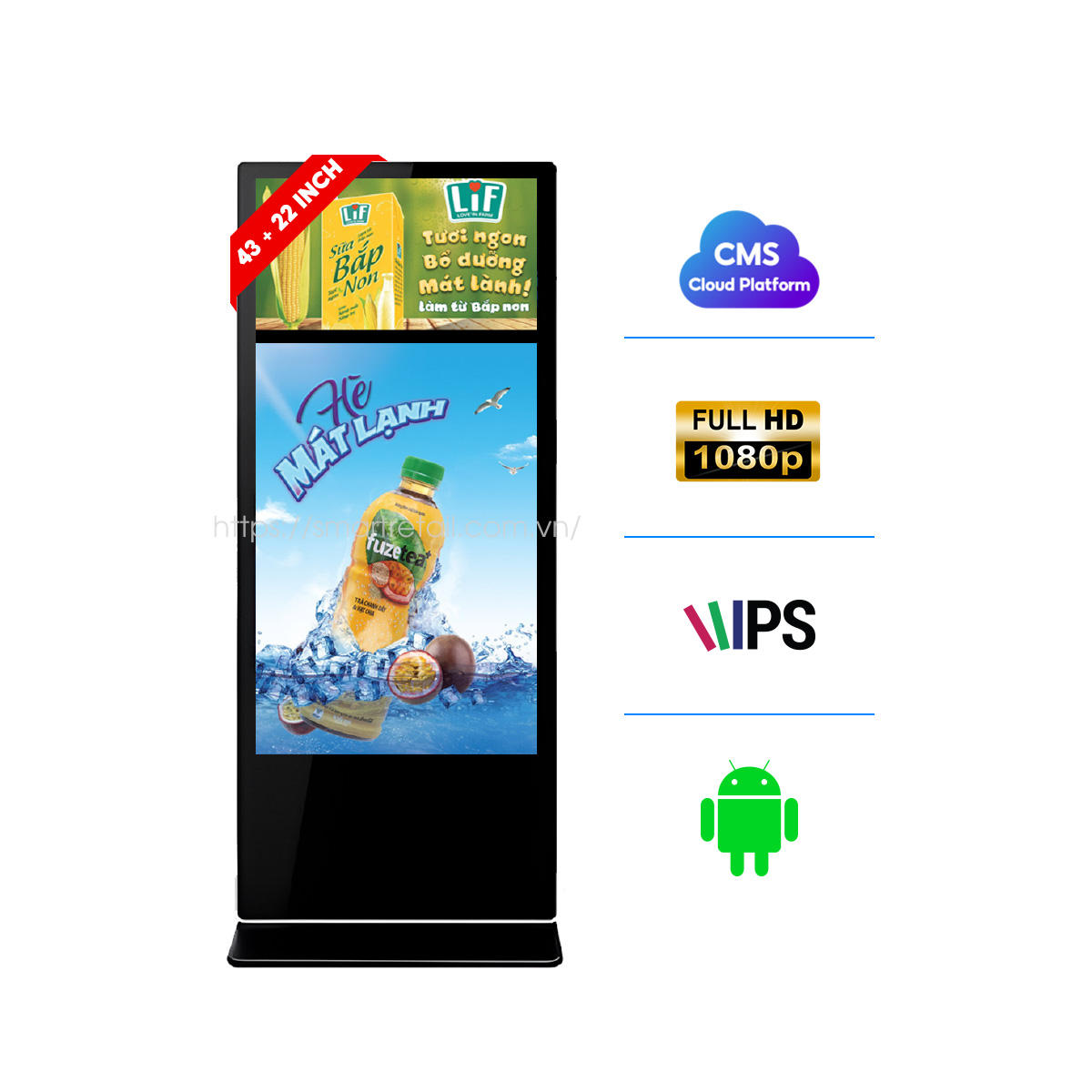 Màn hình Standee điện tử 2 mặt cố định 43 inch - 22 inch | SmartRetail