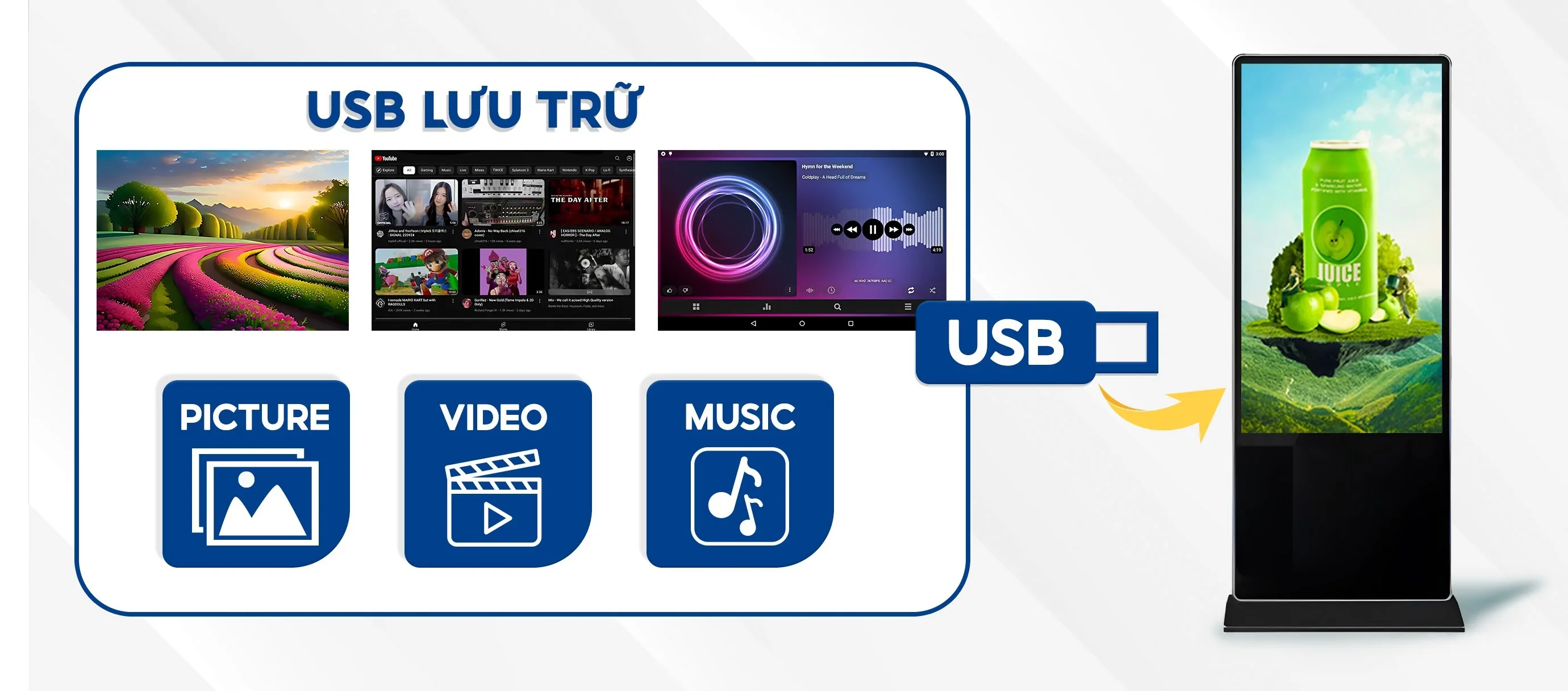 Thay đổi nội dung quảng cáo đến màn hình quảng cáo bằng USB