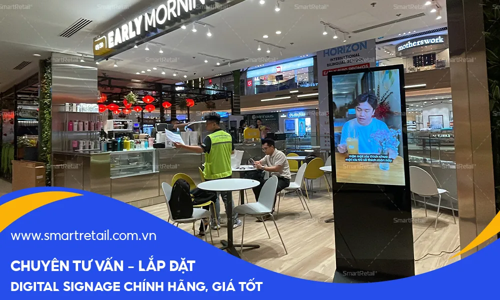 Tối ưu không gian quán với màn hình quảng cáo thông minh 