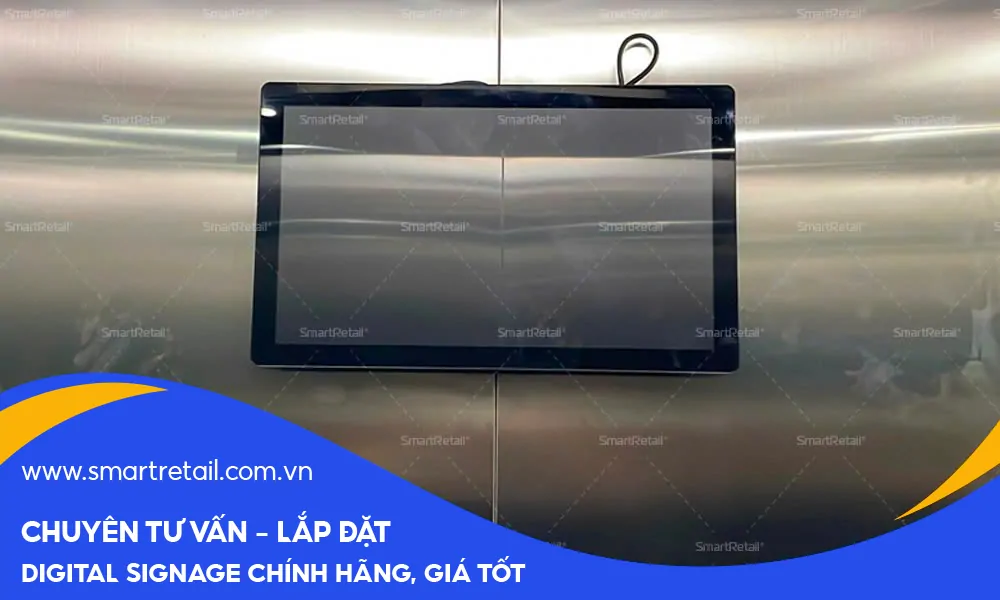 Lắp đặt màn hình quảng cáo trong tháng máy tại công ty Hồng Mã 