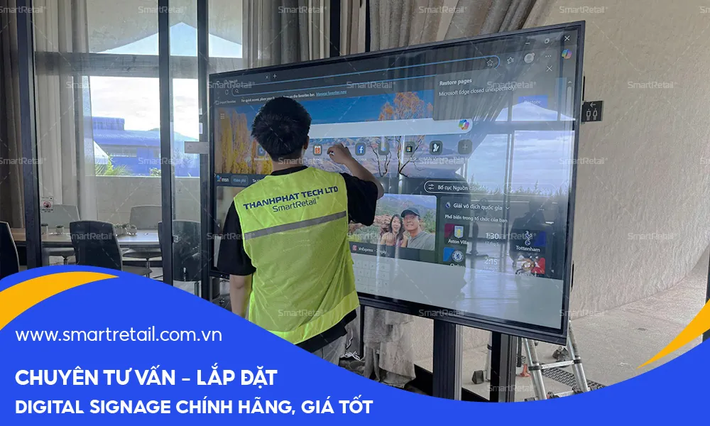 Lắp đặt màn hình tương tác 89 inch tại Hoàng Long Lắp đặt màn hình tương tác 89 inch tại Hoàng Long