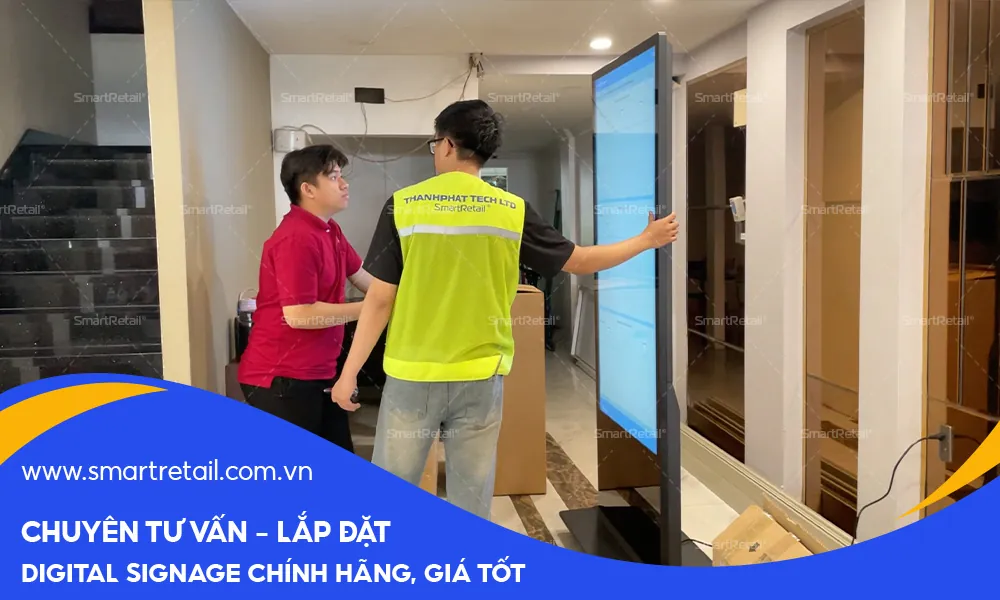 Màn hình quảng cáo chân đứng được triển khai lắp đặt tại Tiệm vàng