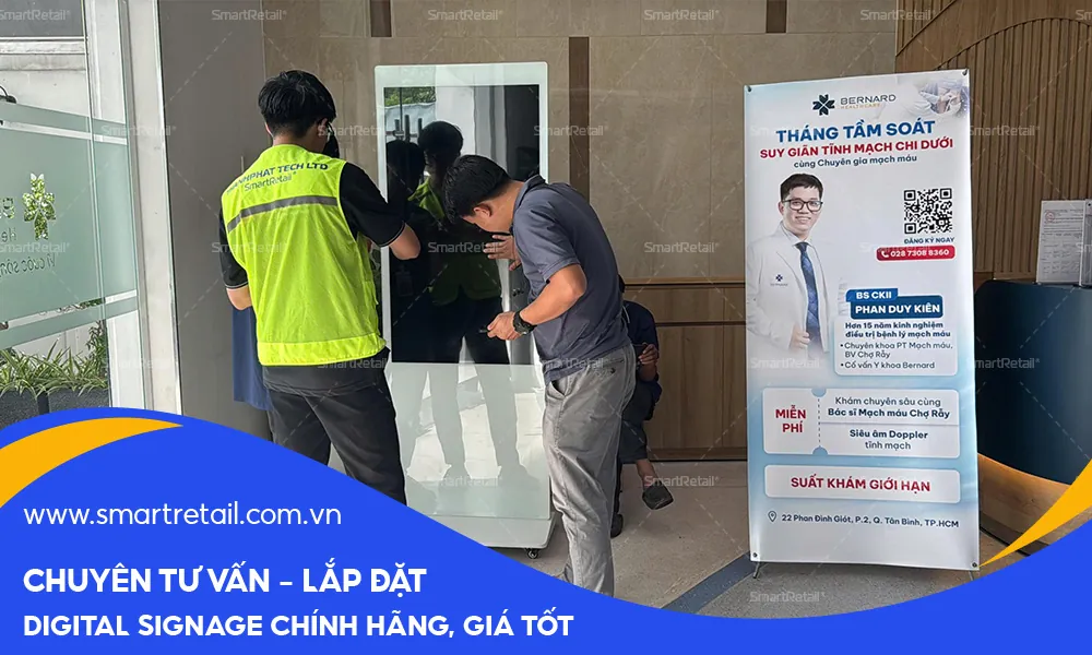 Standee điện tử hỗ trợ truyền thông thay thế standee truyền thống