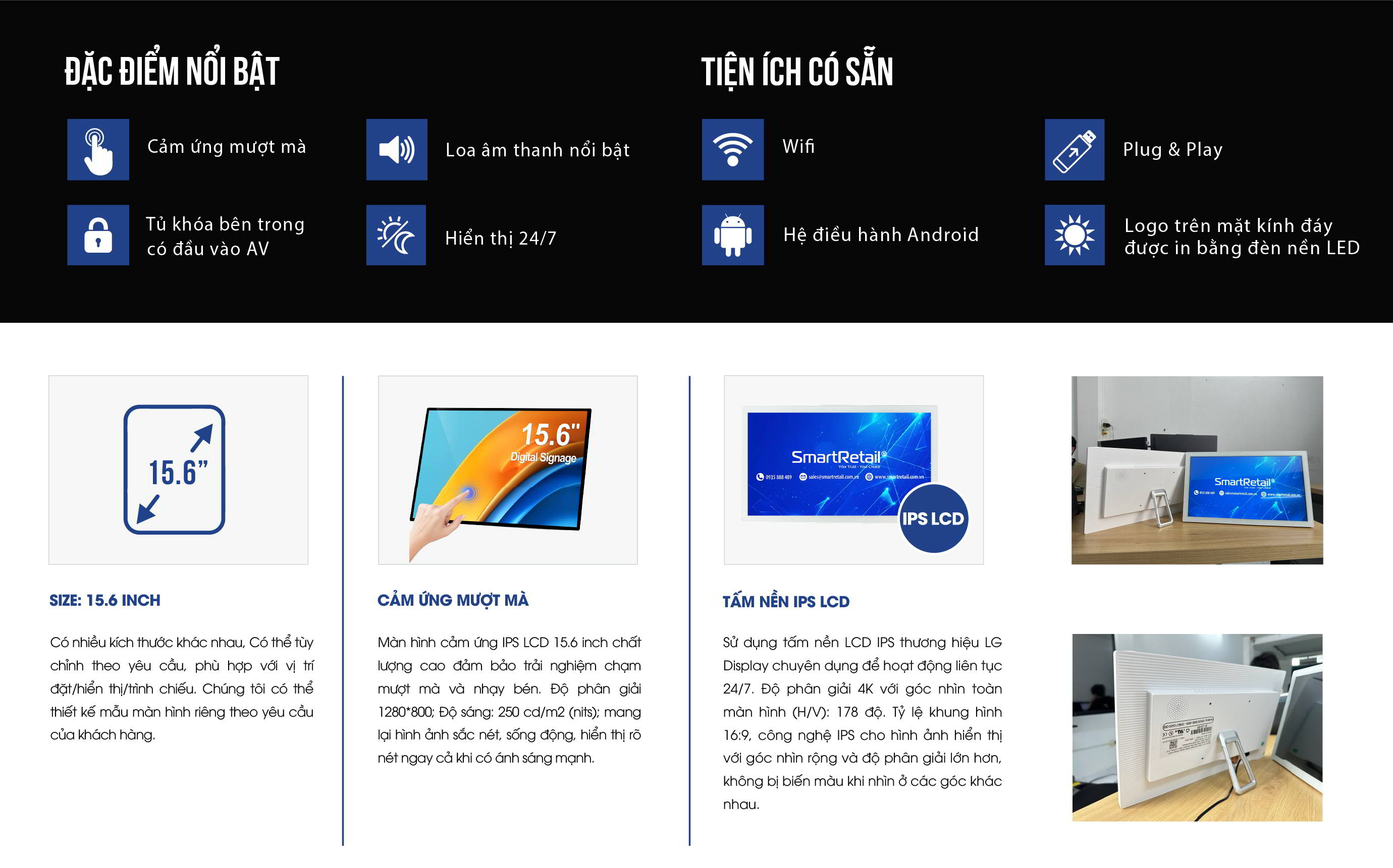 Android Tablet - Đặc điểm nổi bật của màn hình cảm ứng để bàn treo tường 