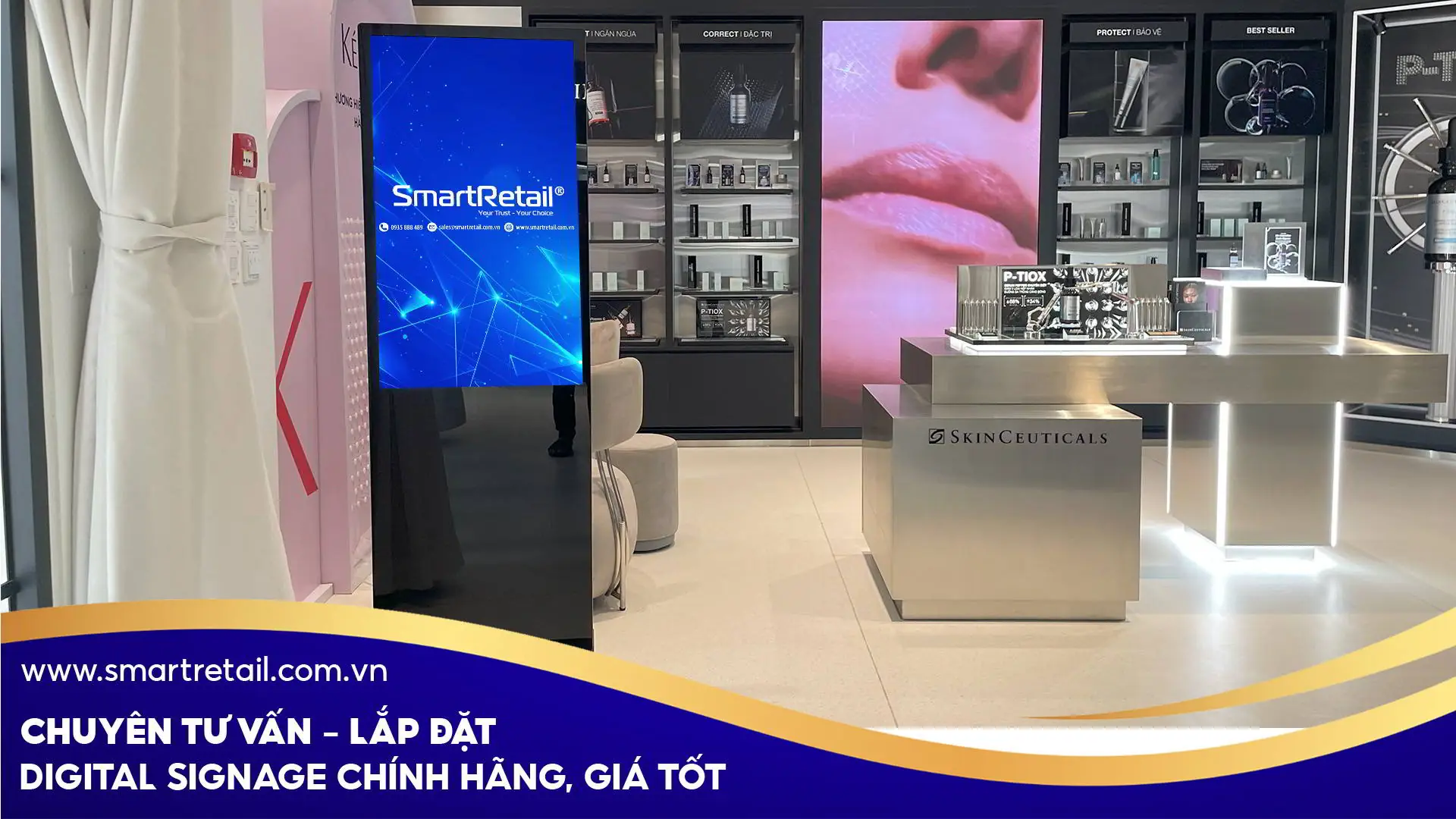 Sản phẩm màn hình quảng cáo lcd được lắp đặt tại Skinlab 