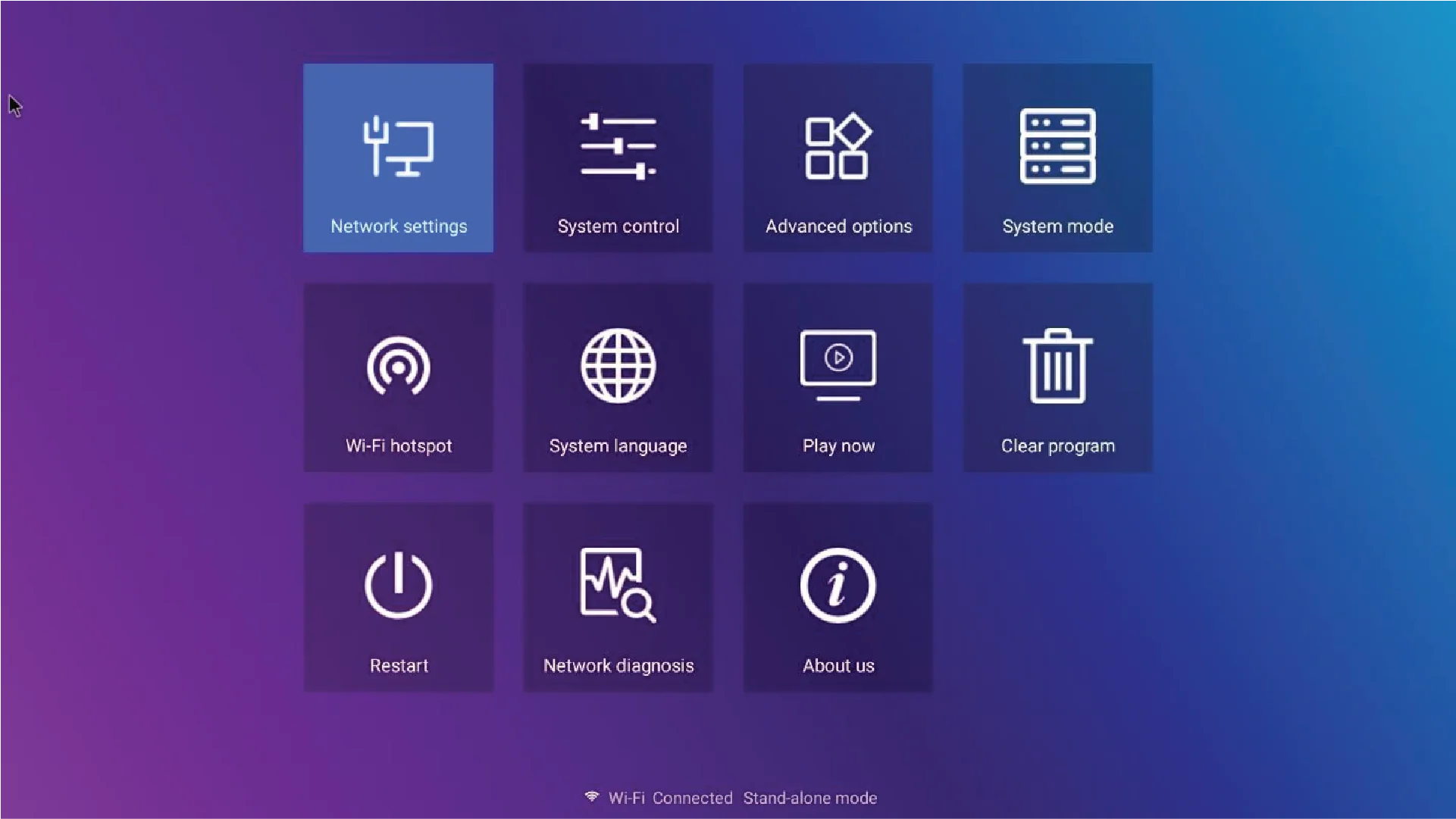 Giao diện thiết lập Wi-Fi trên thiết bị