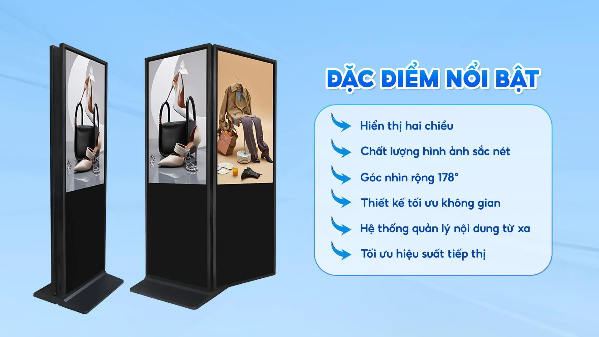 Đặc điểm nổi bật màn hình chân đứng hai mặt 