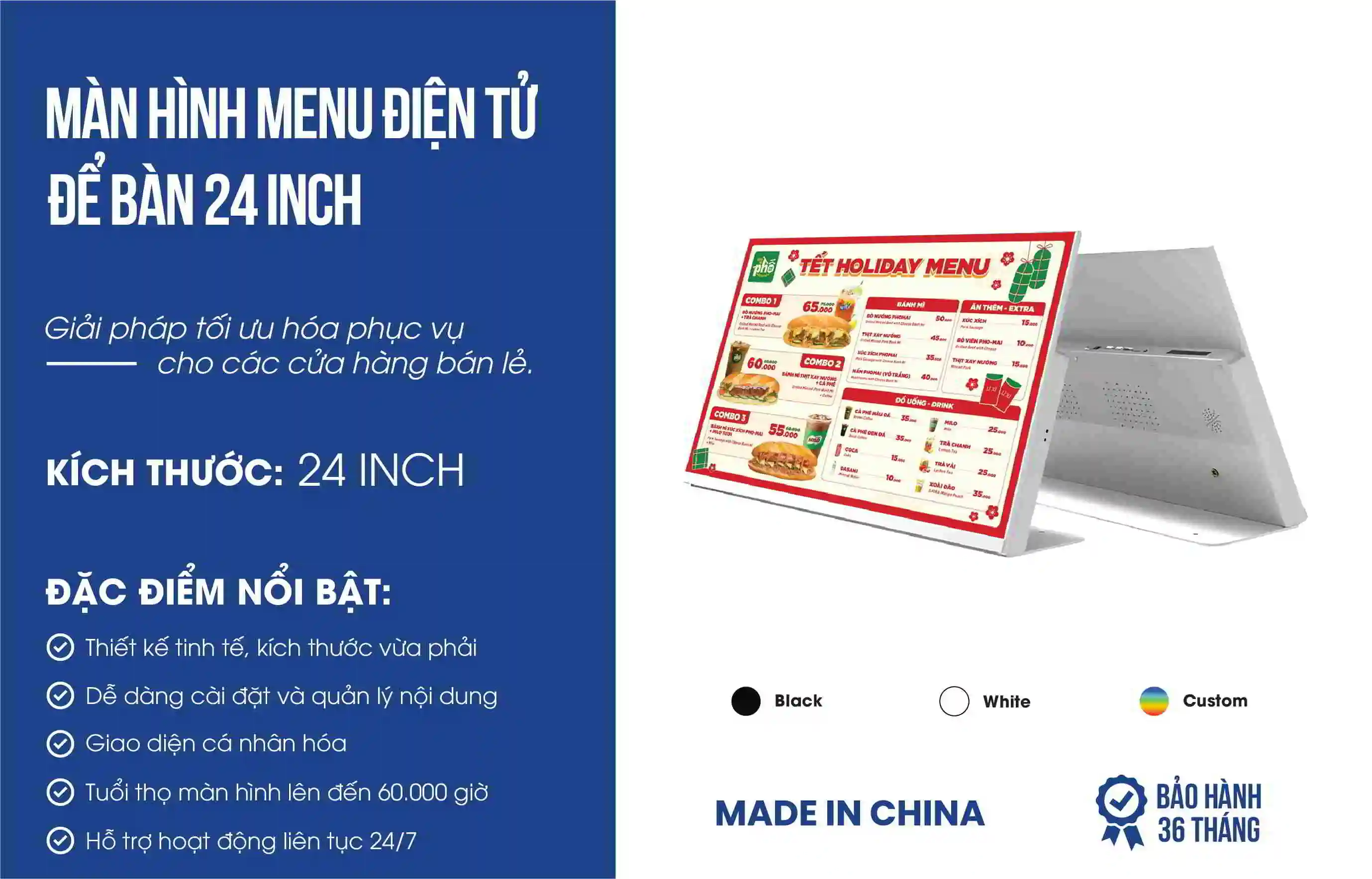 Màn hình menu điện tử để bàn 24 inch - Màn hình cảm ứng để bàn | SmartRetail Màn hình menu điện tử để bàn 24 inch