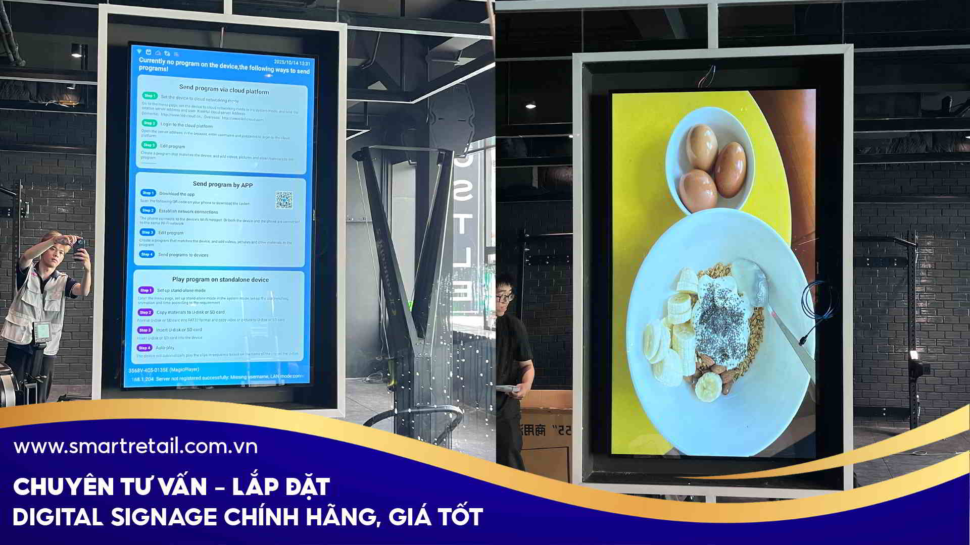 Màn hình quảng cáo treo tường tại phòng Gym | SmartRetail Màn hình quảng cáo treo tường tại phòng Gym